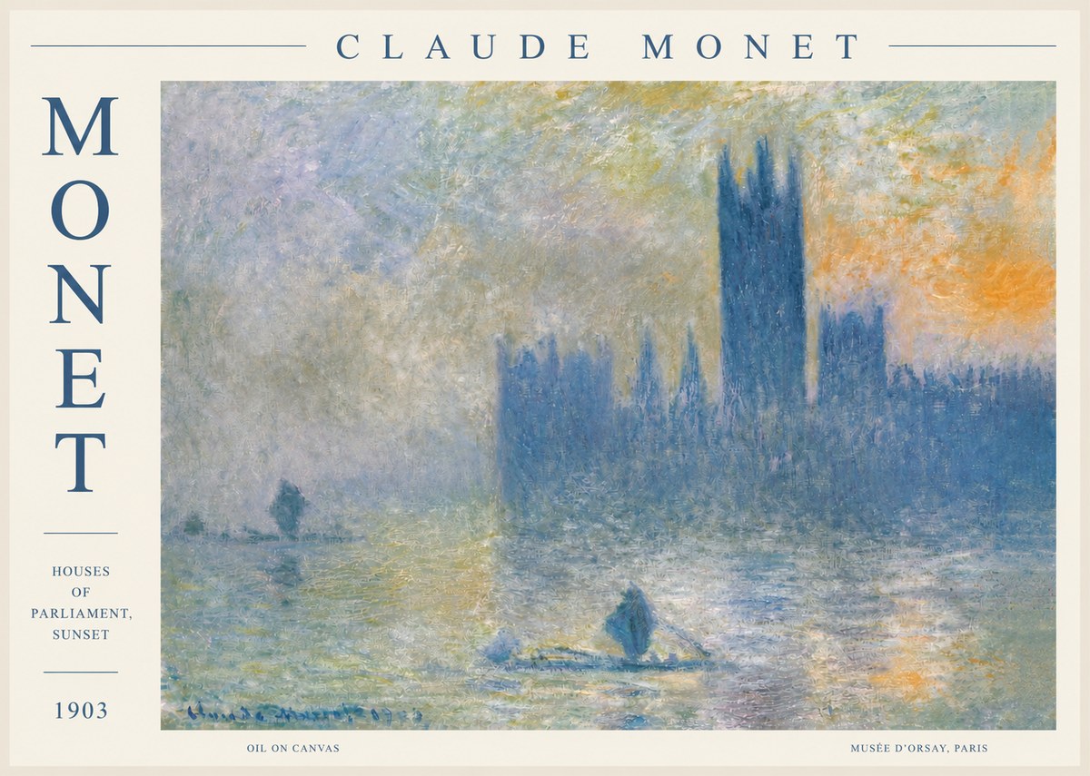 Monet Houses of Parliament, Sunset No2 - Juliste