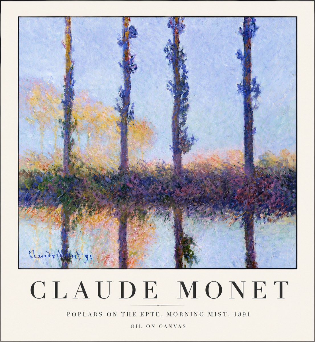 Monet Poplars on the Epte, Morning Mist, 1891 No6 - Juliste