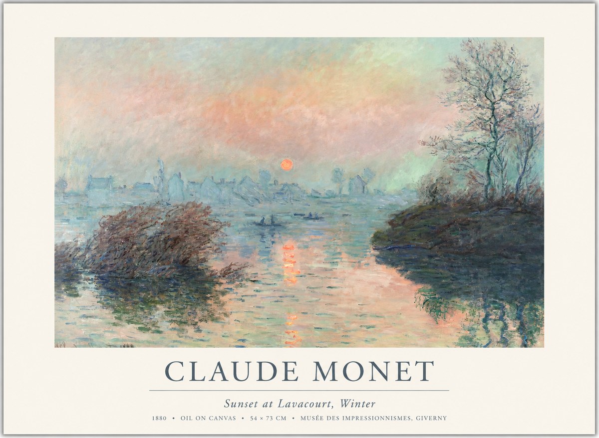 Monet Sunset at Lavacourt, Winter No1 - Juliste