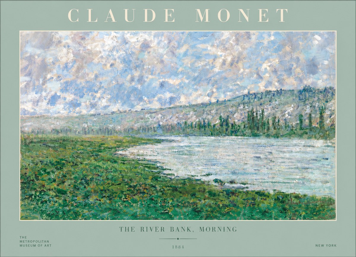 Monet The River Bank, Morning No3 - Juliste