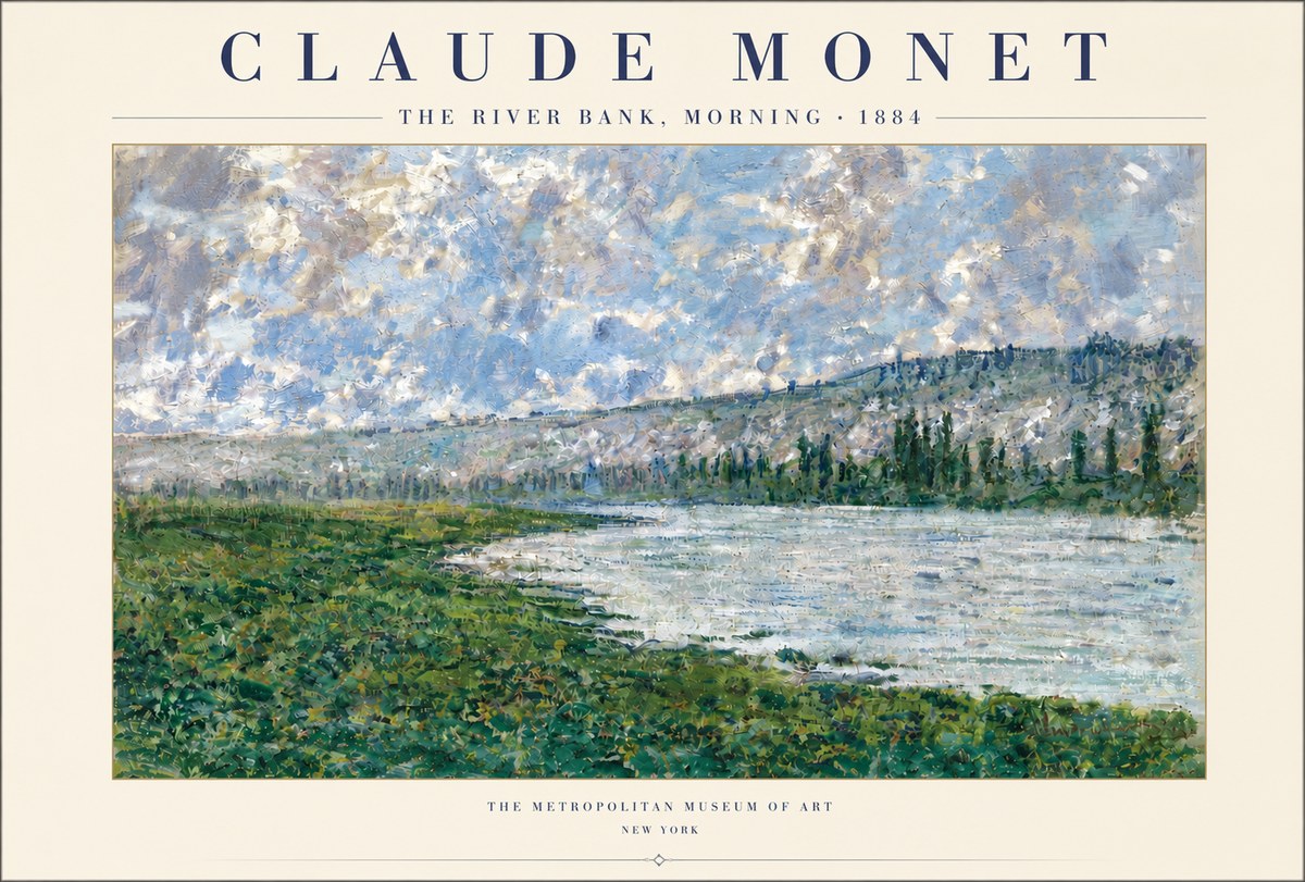 Monet The River Bank, Morning No4 - Juliste
