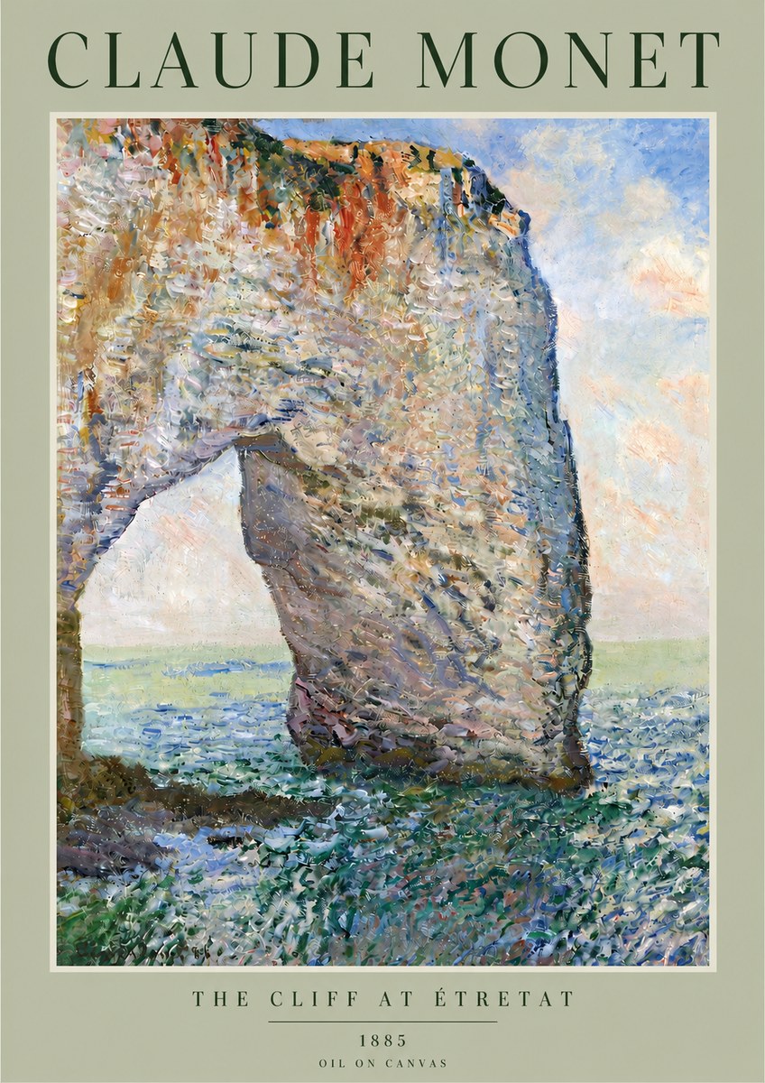 Monet The Cliff at Étretat No3 - Juliste