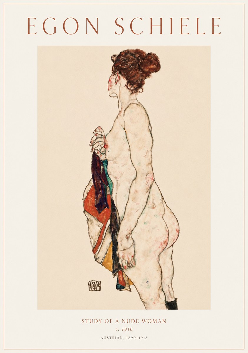 Schiele Study of a Nude Woman No1 - Juliste