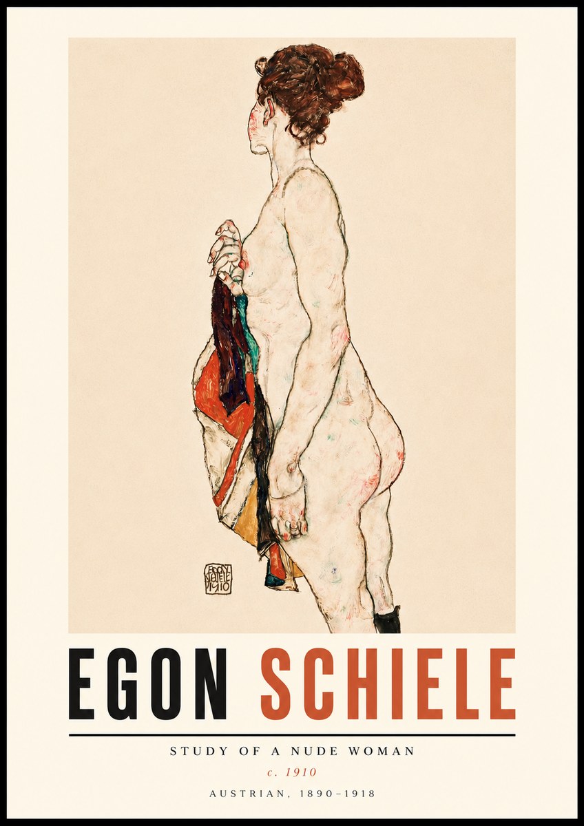 Schiele Study of a Nude Woman No3 - Juliste