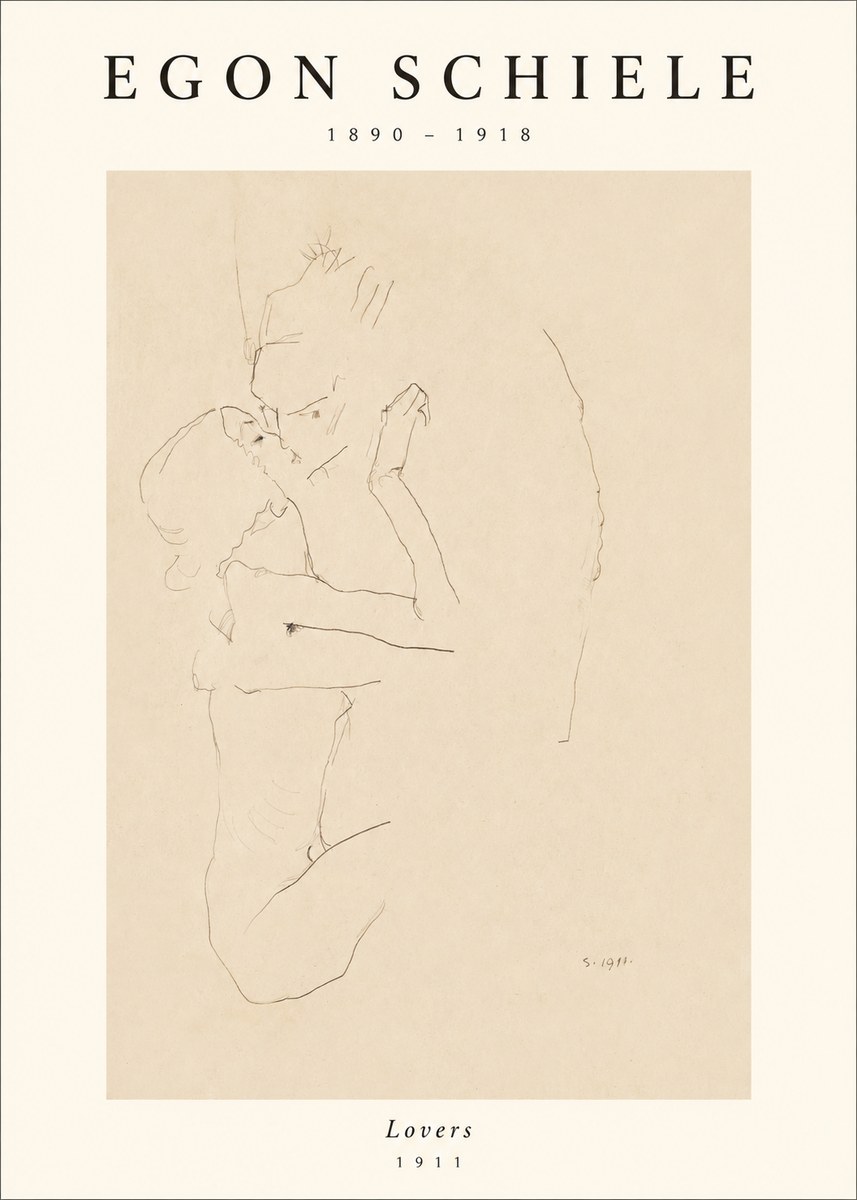 Schiele Lovers No1 - Juliste