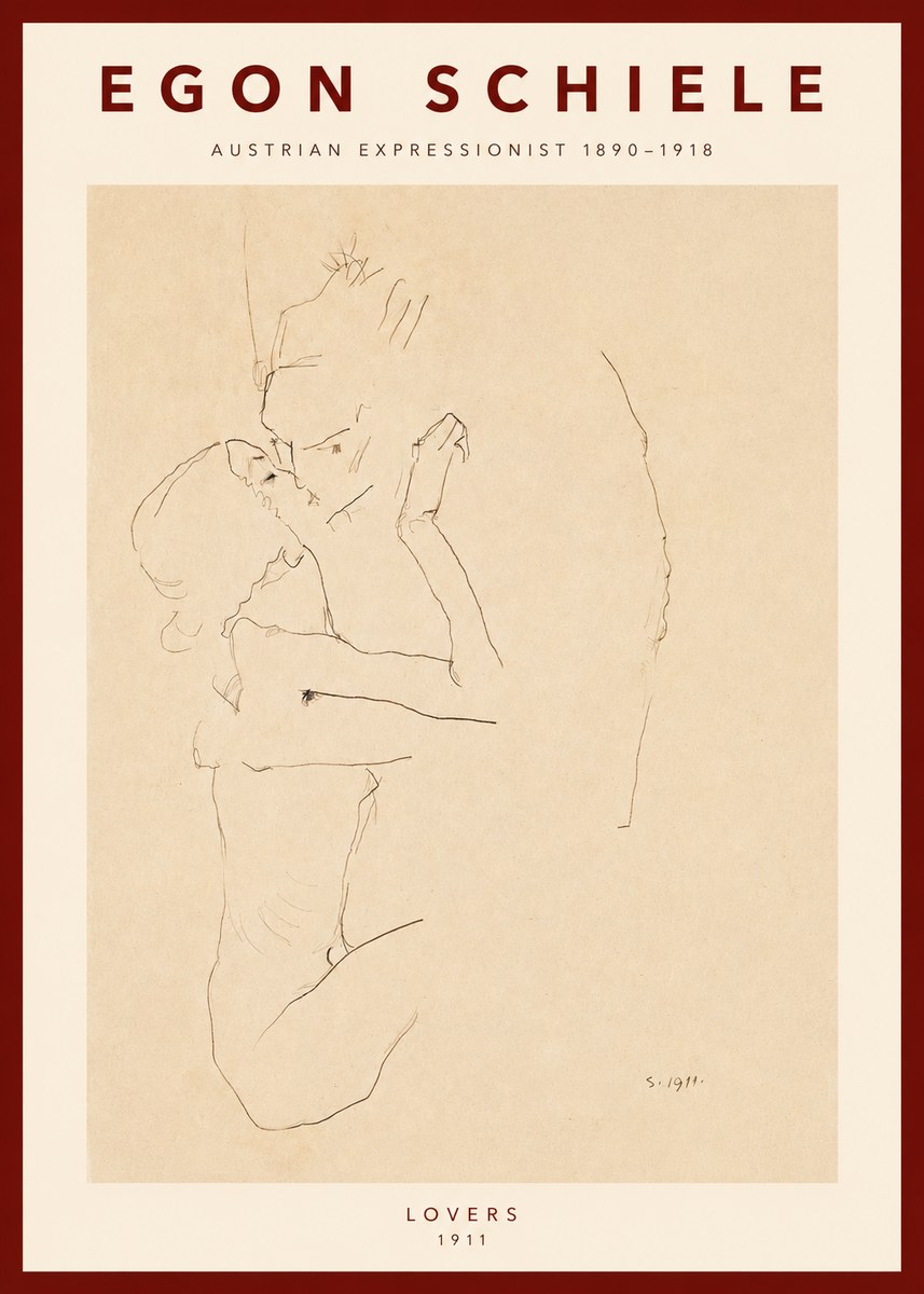 Schiele Lovers No2 - Juliste