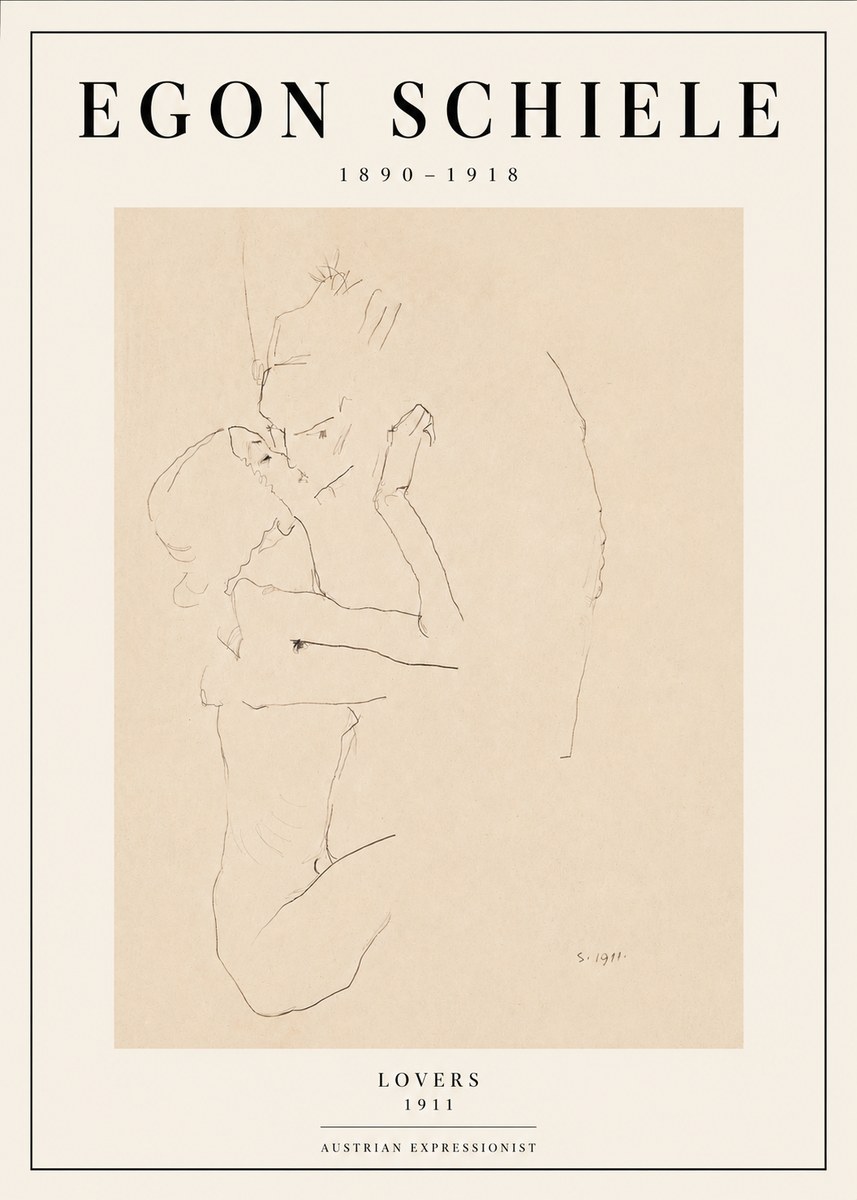 Schiele Lovers No3 - Juliste