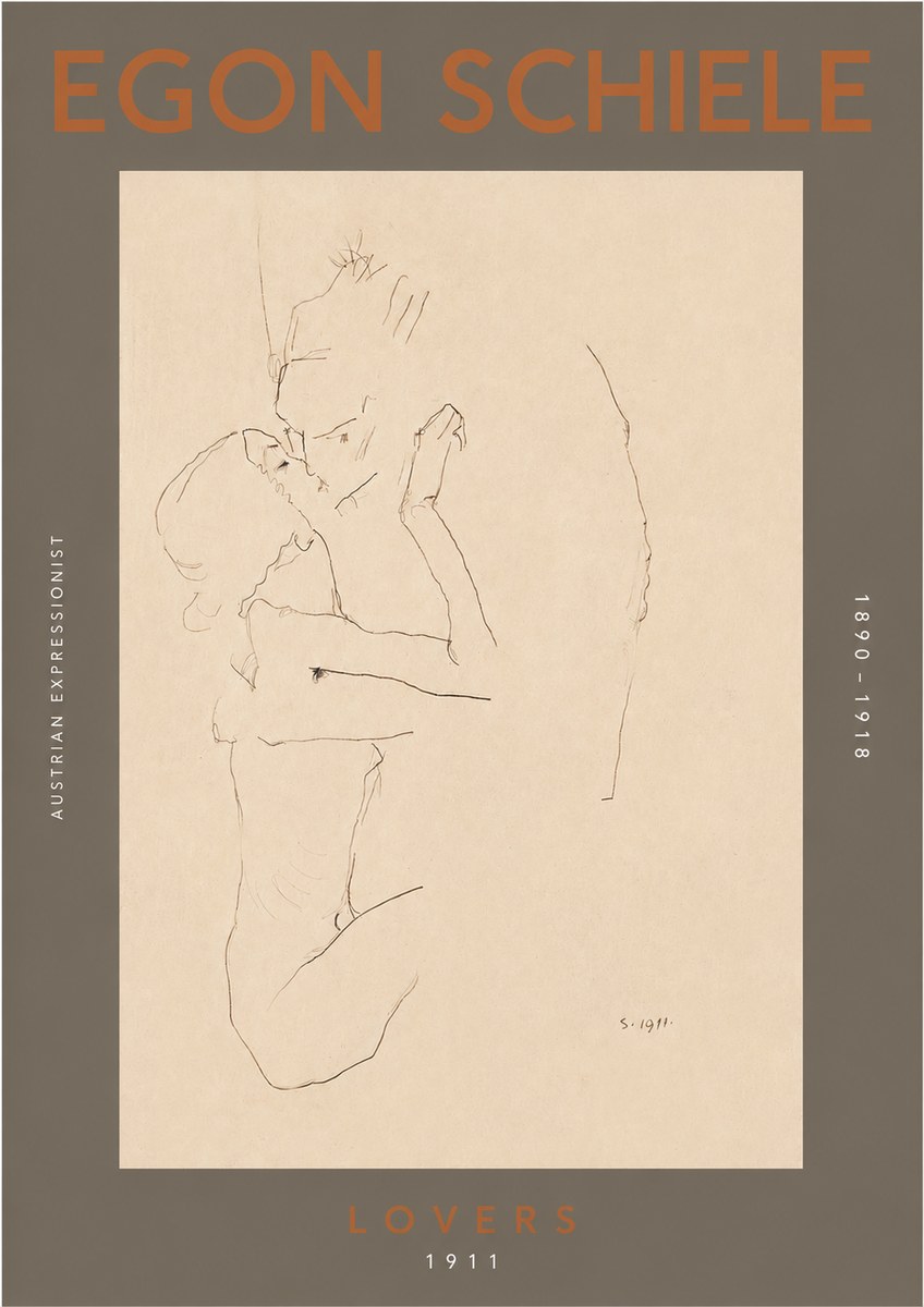 Schiele Lovers No4 - Juliste