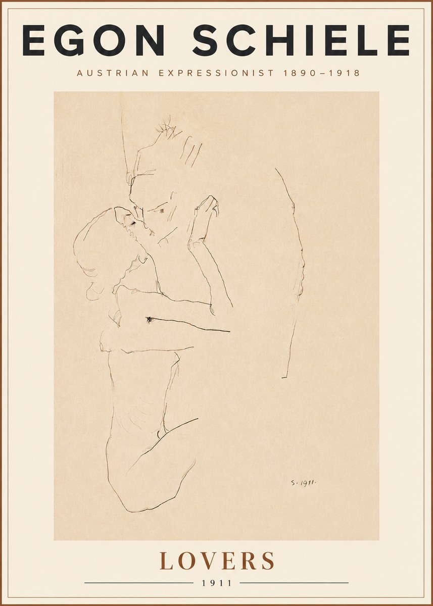 Schiele Lovers No5 - Juliste