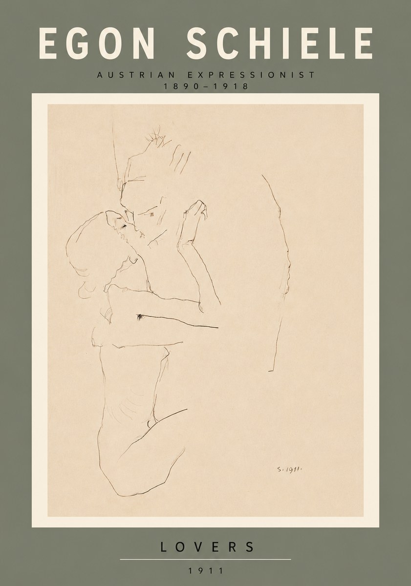 Schiele Lovers No6 - Juliste