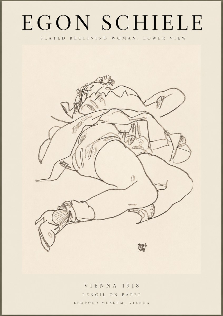Schiele Seated Reclining Woman, Lower View No1 - Juliste