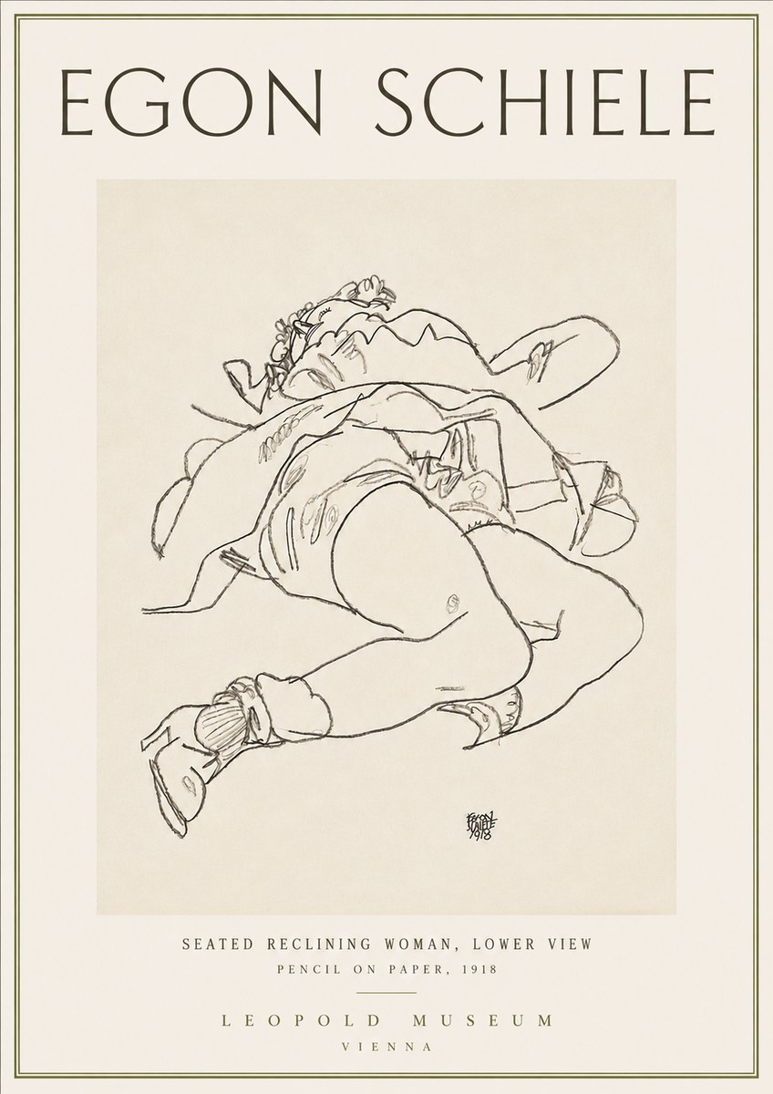 Schiele Seated Reclining Woman, Lower View No4 - Juliste