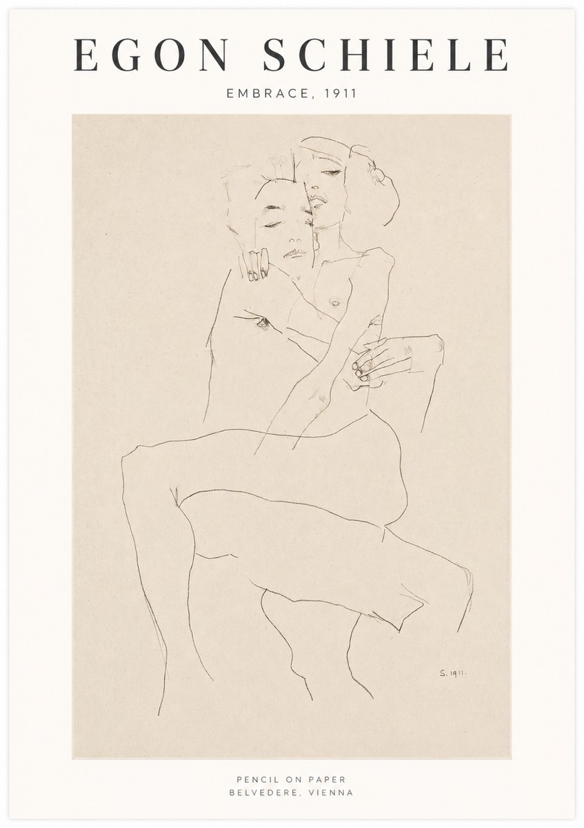Schiele Embrace, 1911 No1 - Juliste