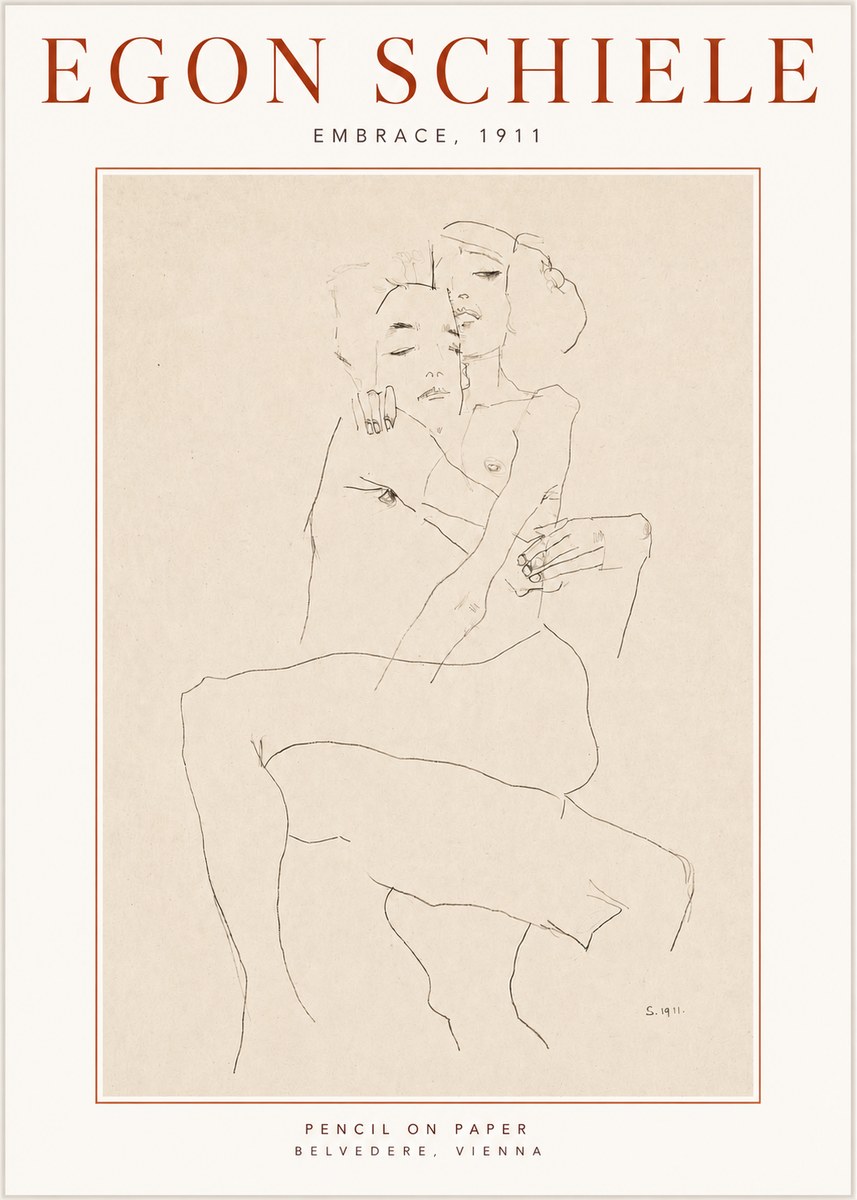 Schiele Embrace, 1911 No3 - Juliste