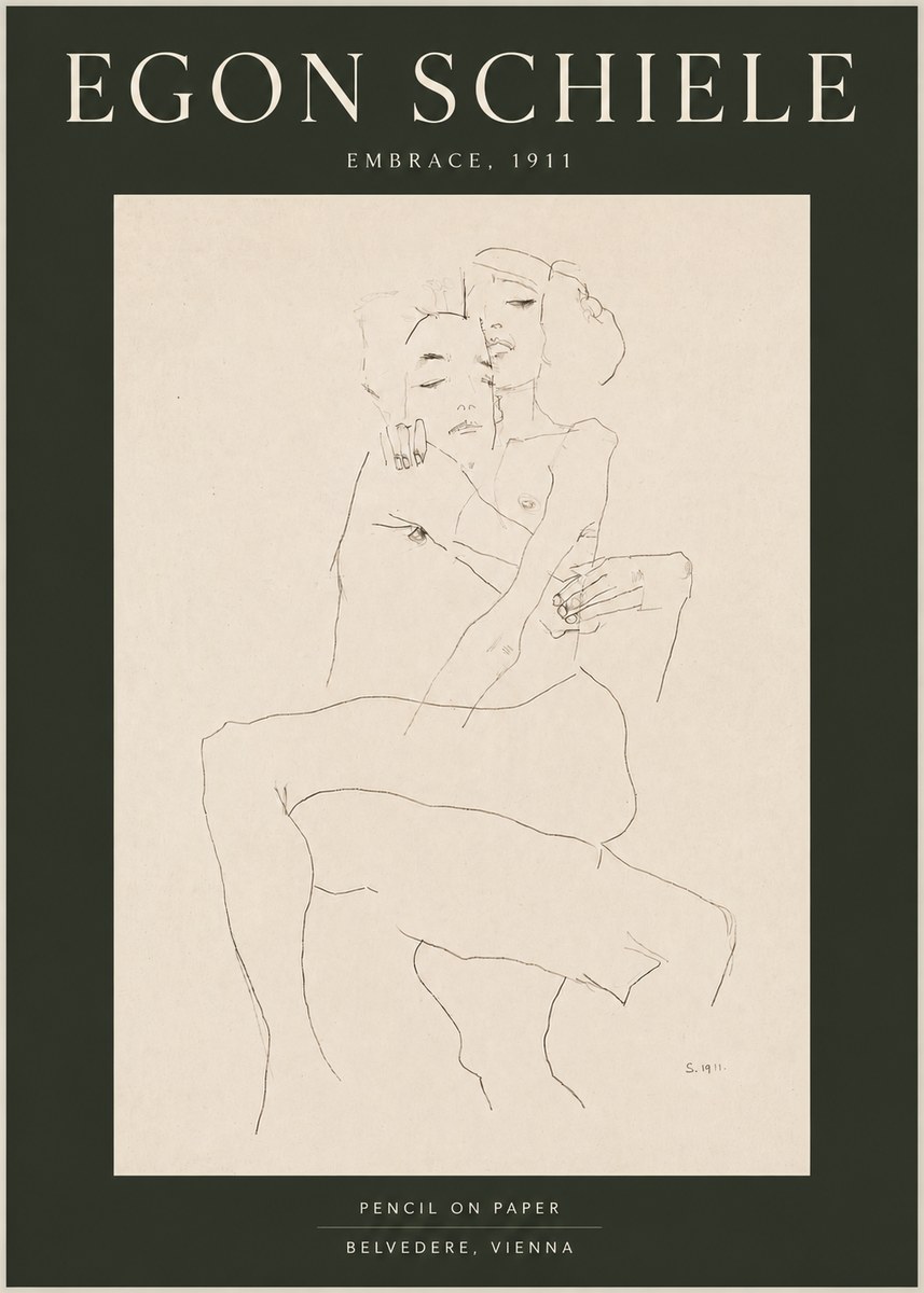 Schiele Embrace, 1911 No4 - Juliste