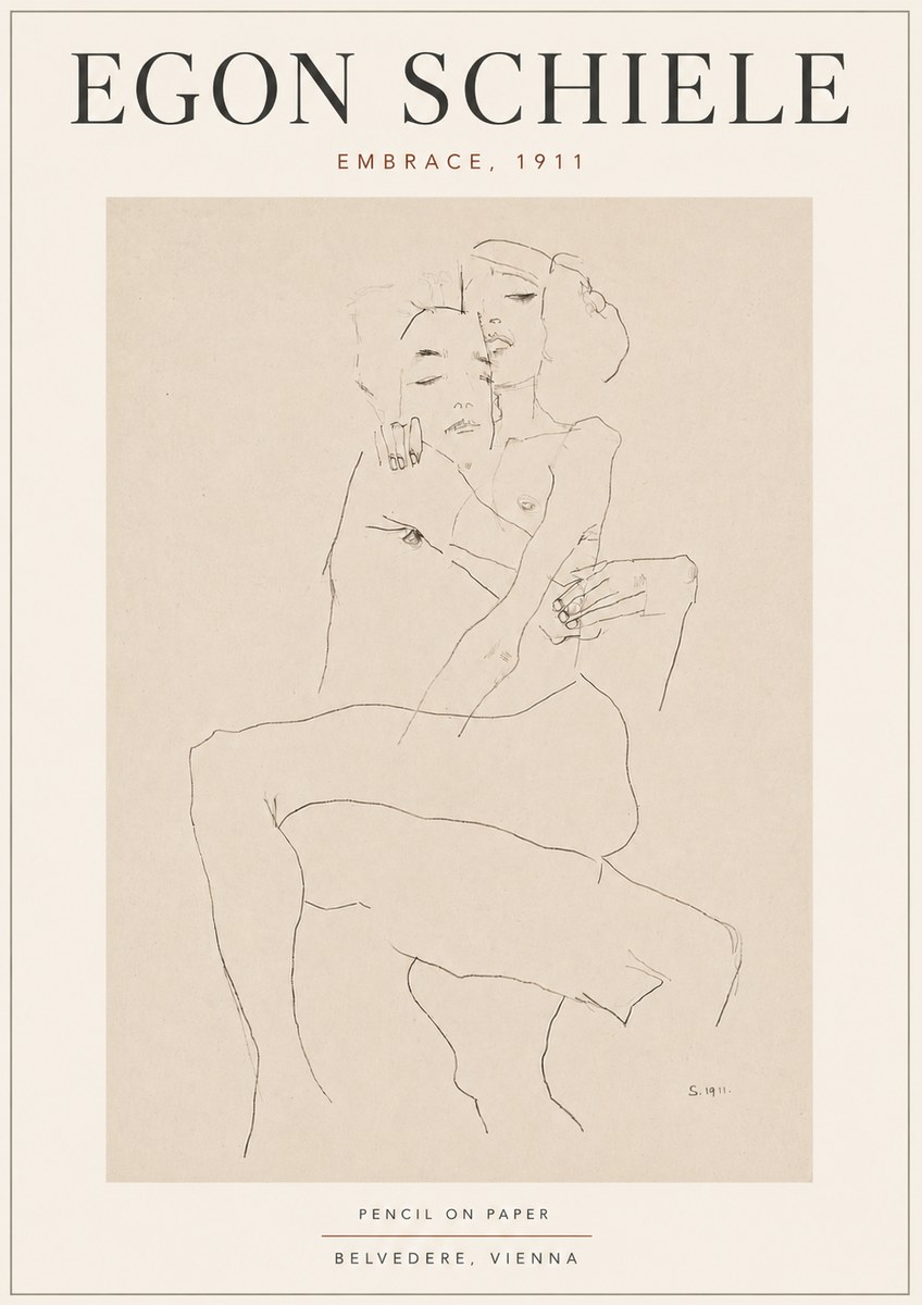 Schiele Embrace, 1911 No5 - Juliste
