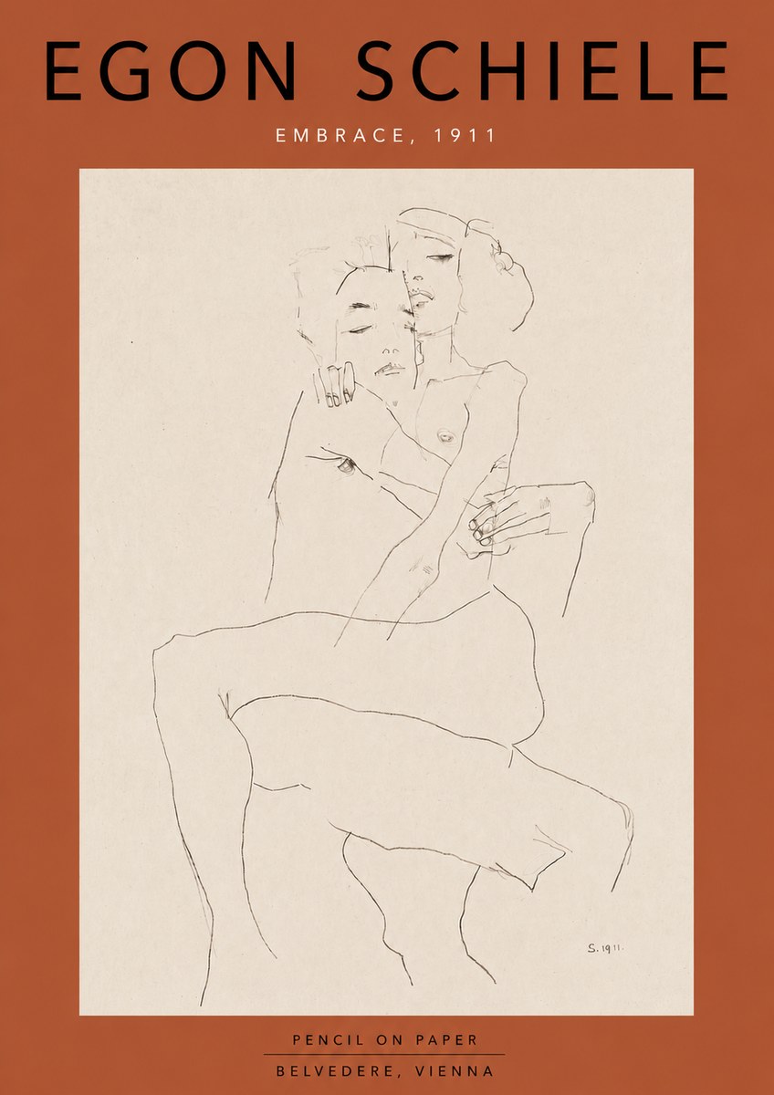 Schiele Embrace, 1911 No6 - Juliste