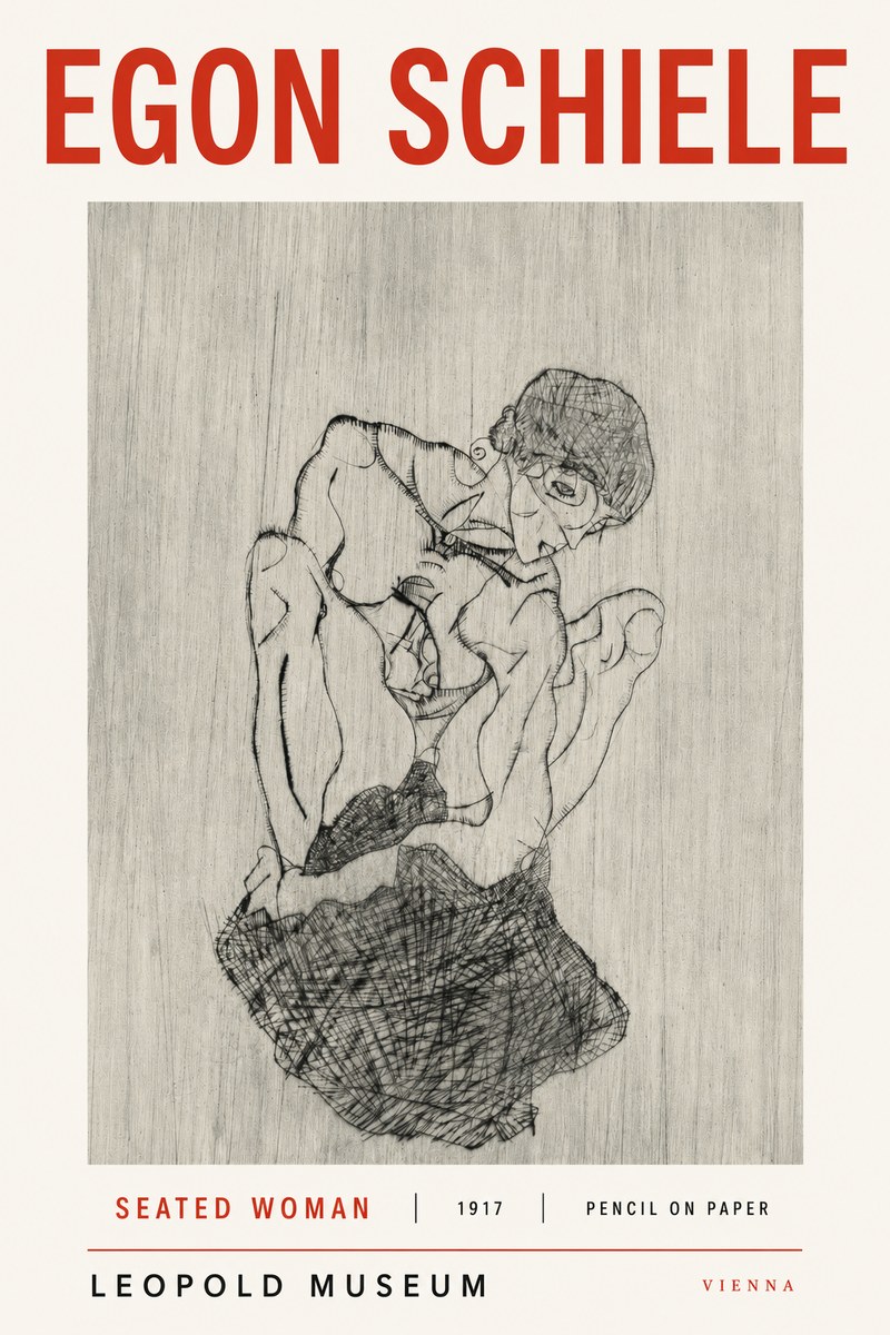 Schiele Seated Woman No3 - Juliste