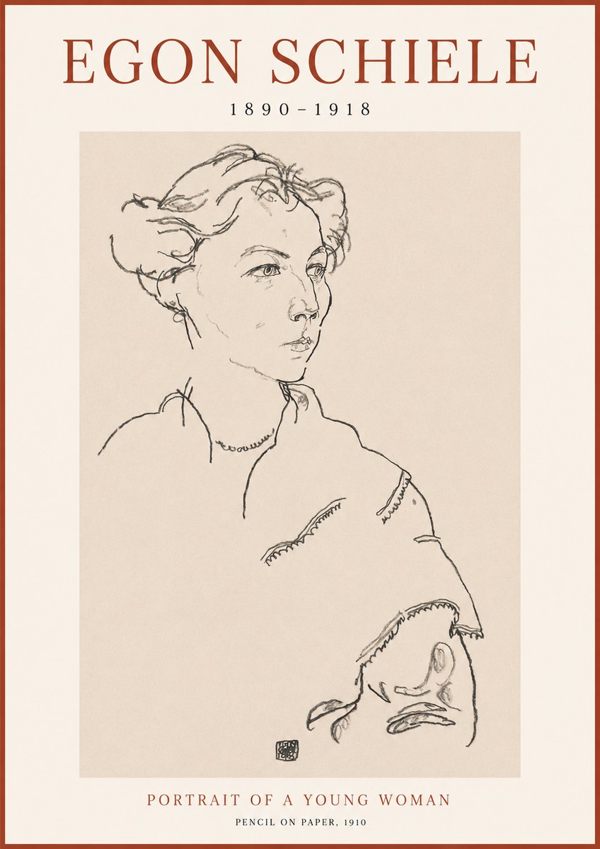 Schiele Portrait of a Young Woman No1 - Juliste