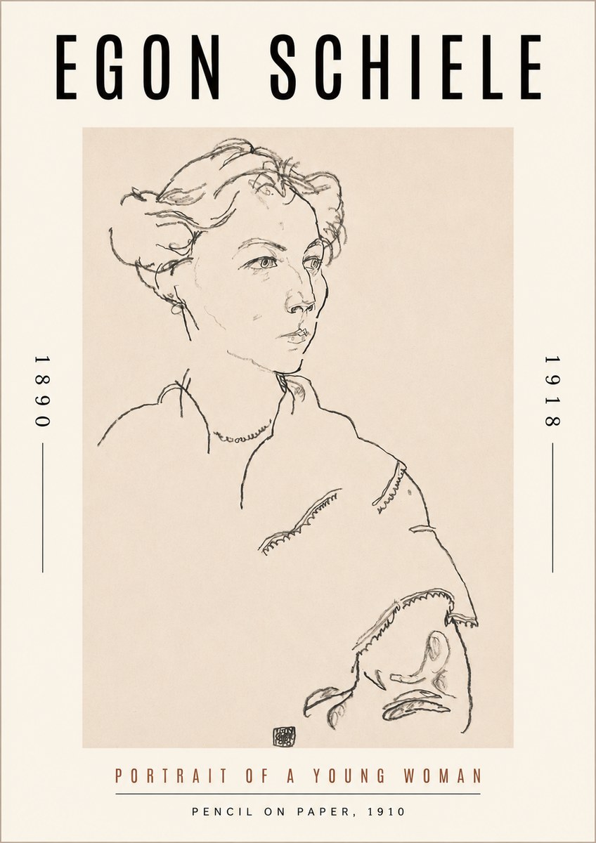 Schiele Portrait of a Young Woman No3 - Juliste