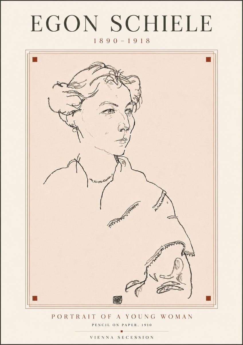Schiele Portrait of a Young Woman No5 - Juliste