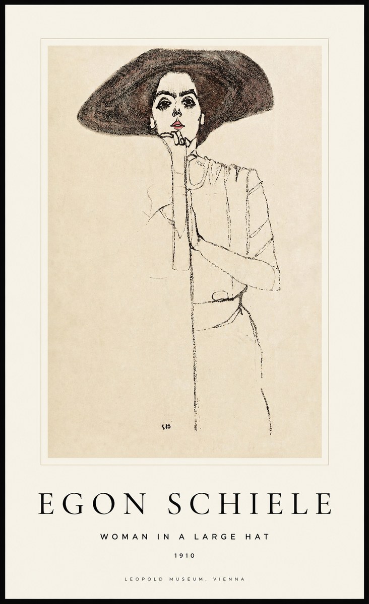 Schiele Woman in a Large Hat No1 - Juliste