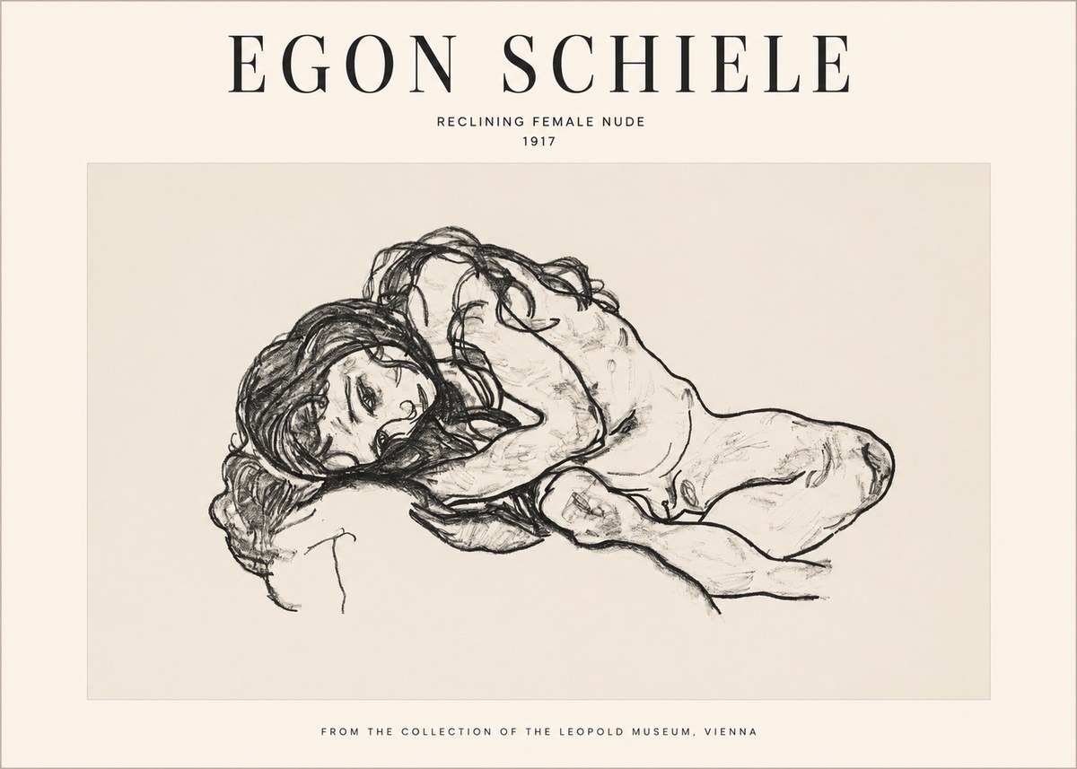 Schiele Reclining Female Nude No1 - Juliste