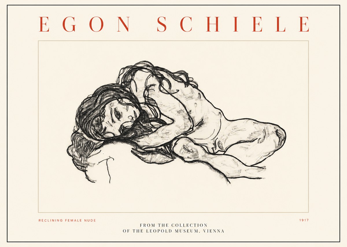 Schiele Reclining Female Nude No2 - Juliste