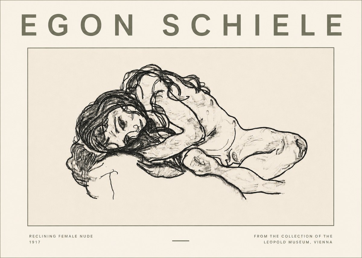 Schiele Reclining Female Nude No4 - Juliste