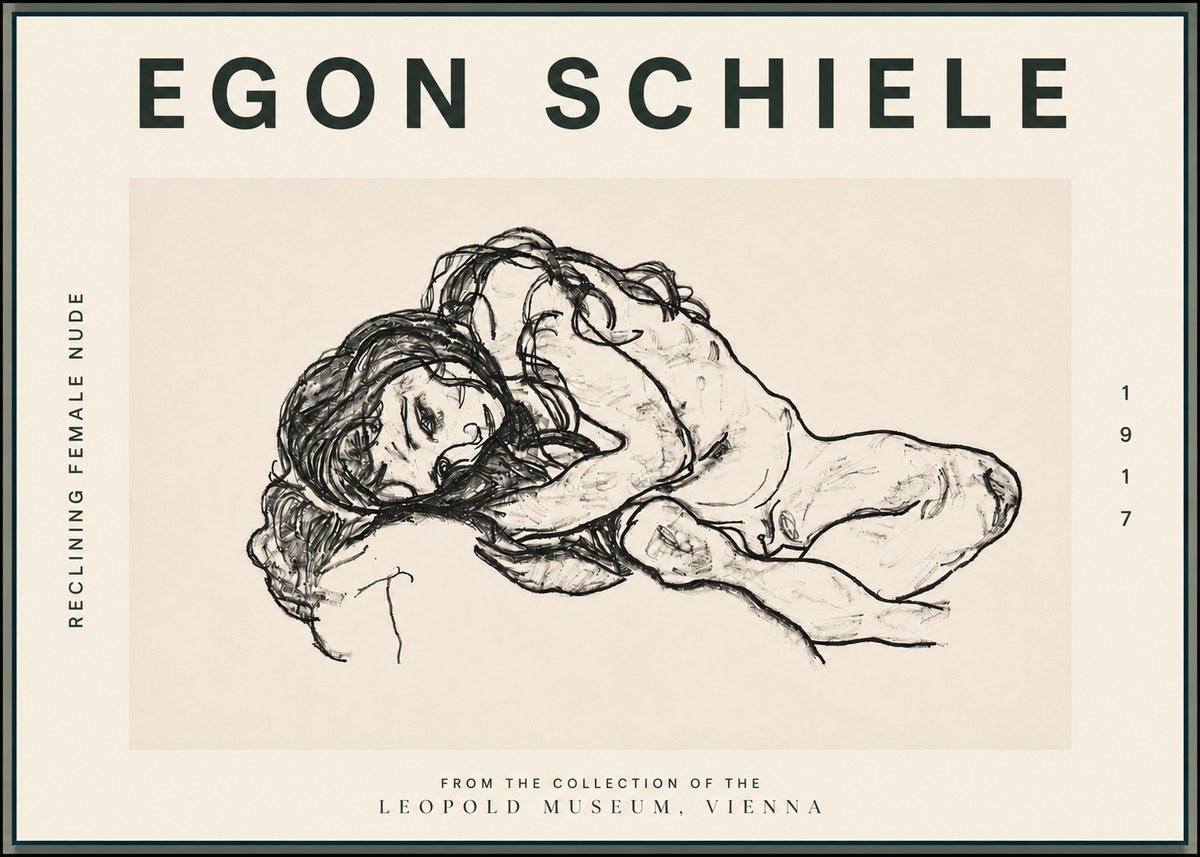 Schiele Reclining Female Nude No5 - Juliste