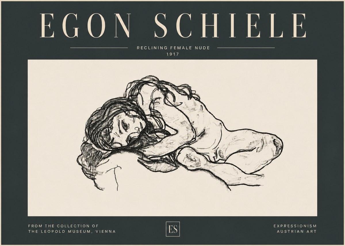 Schiele Reclining Female Nude No6 - Juliste