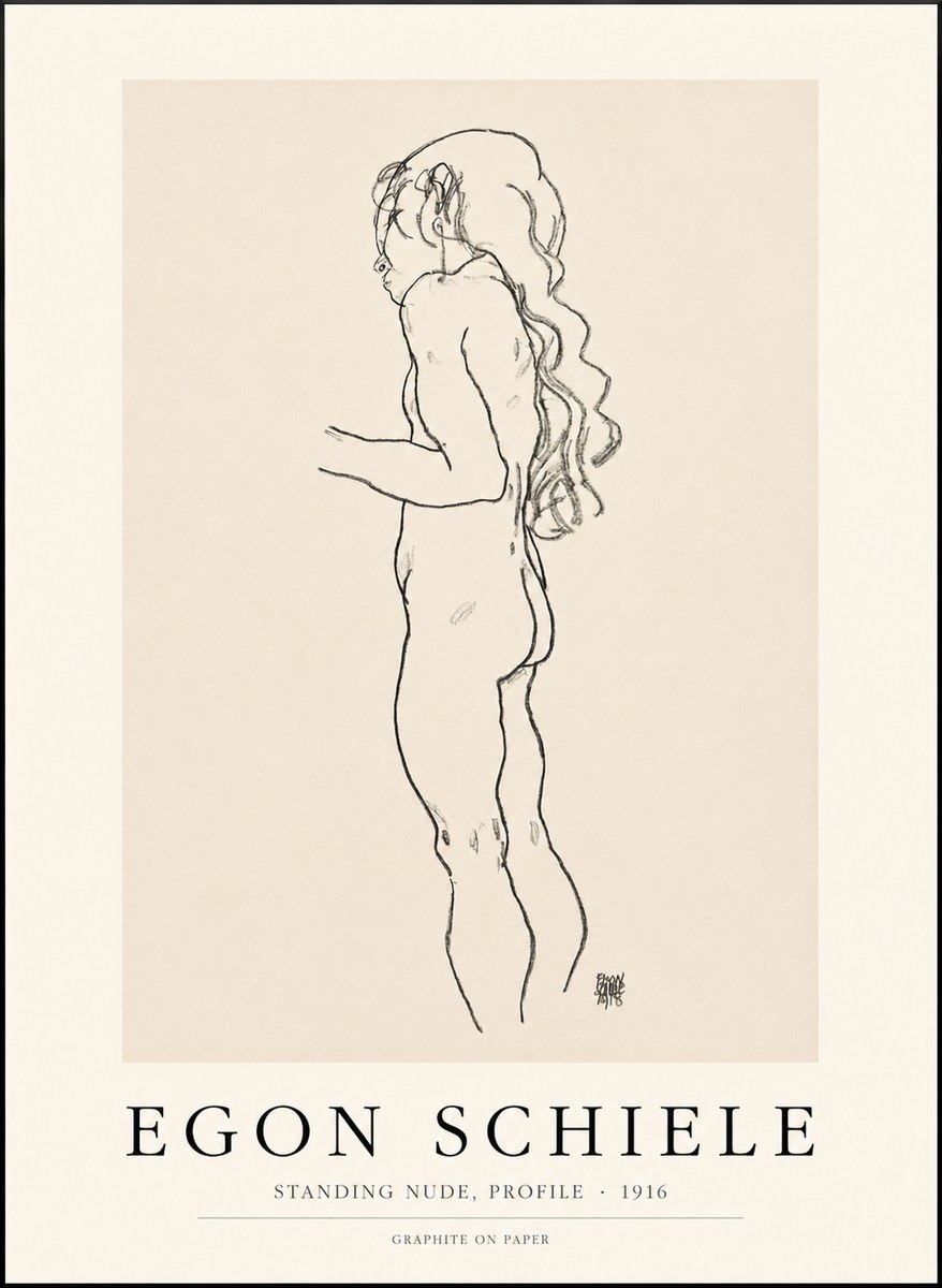Schiele Standing Nude, Profile No1 - Juliste