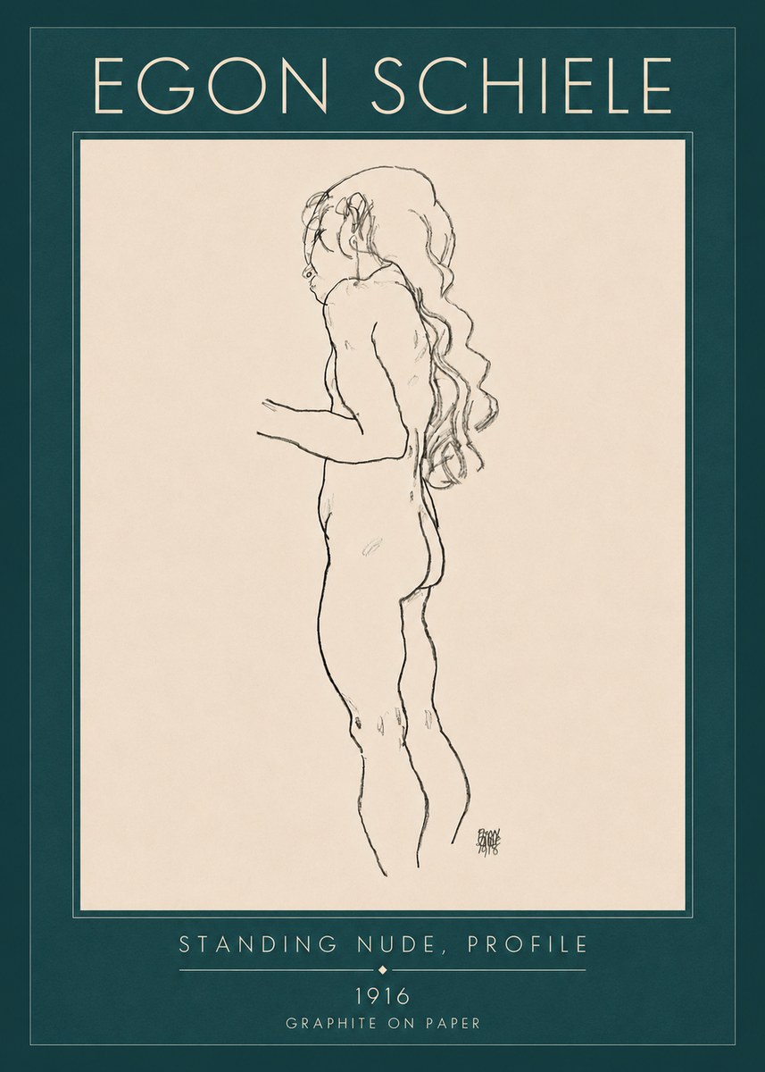 Schiele Standing Nude, Profile No4 - Juliste