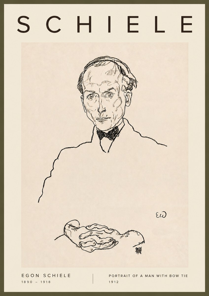 Schiele Portrait of a Man with Bow Tie, 1912 No2 - Juliste