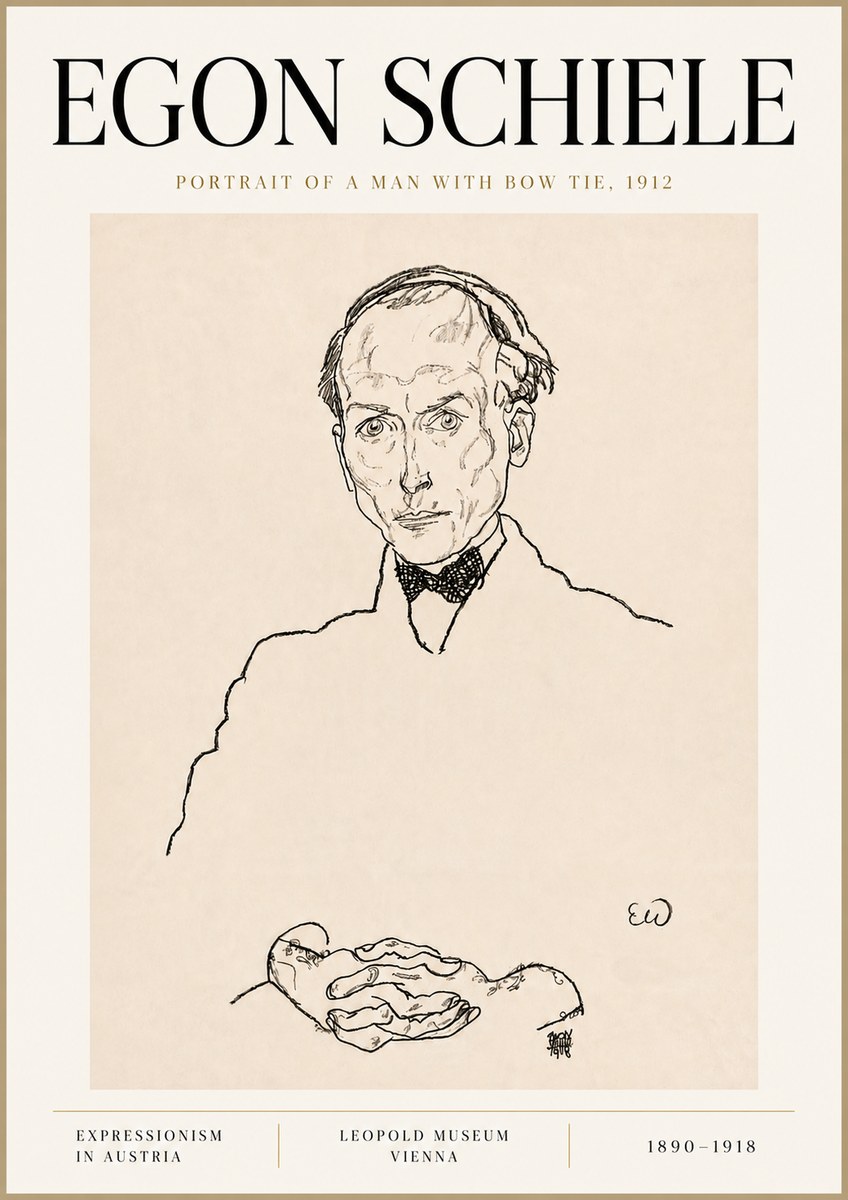 Schiele Portrait of a Man with Bow Tie, 1912 No6 - Juliste