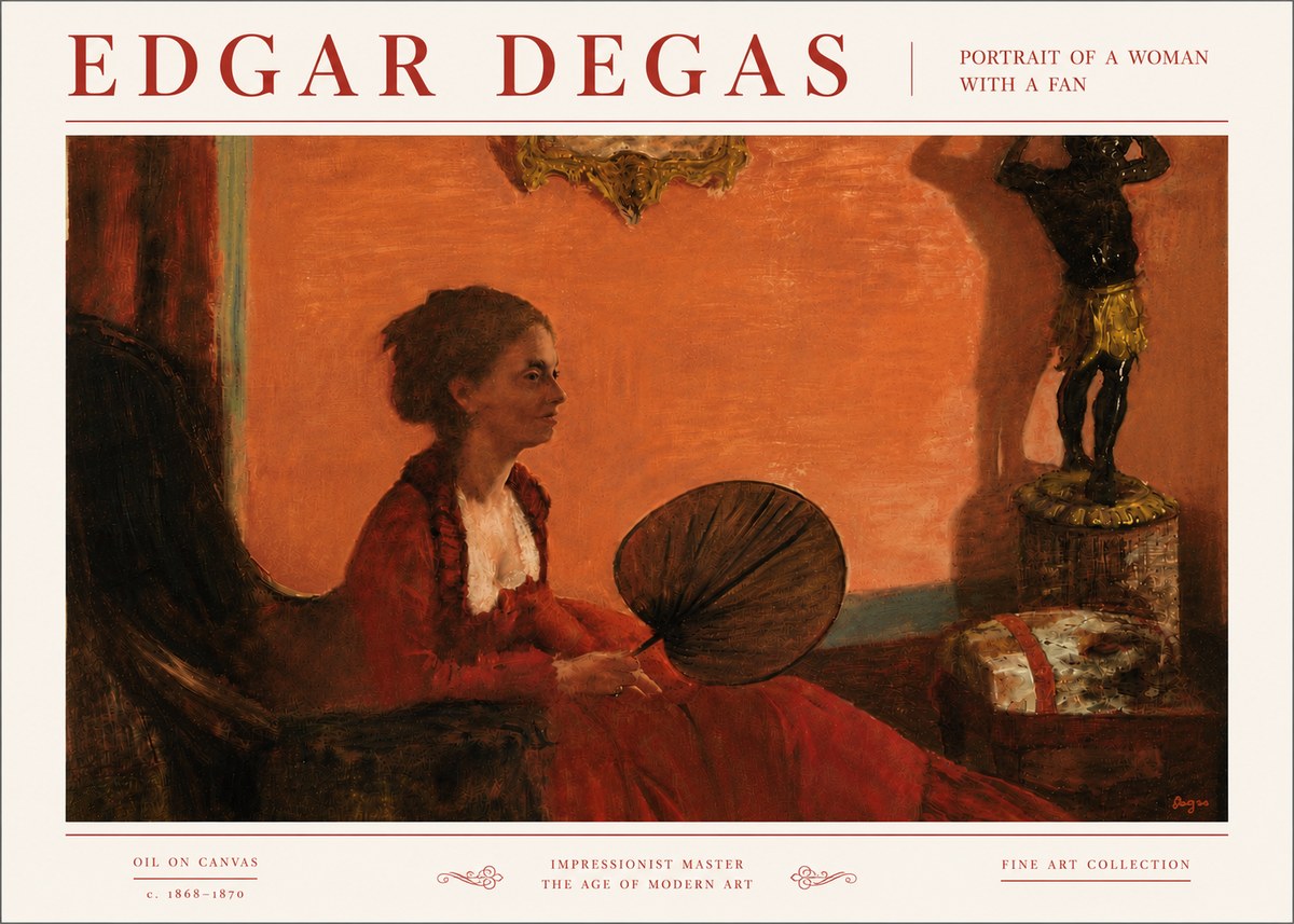 Edgar Degas Portrait of a Woman with a Fan No6 - Juliste