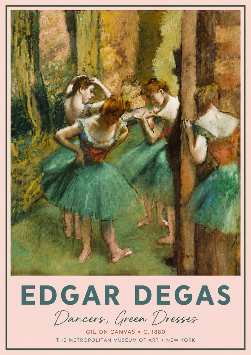 Edgar Degas Dancers, Green Dresses No4 - Juliste