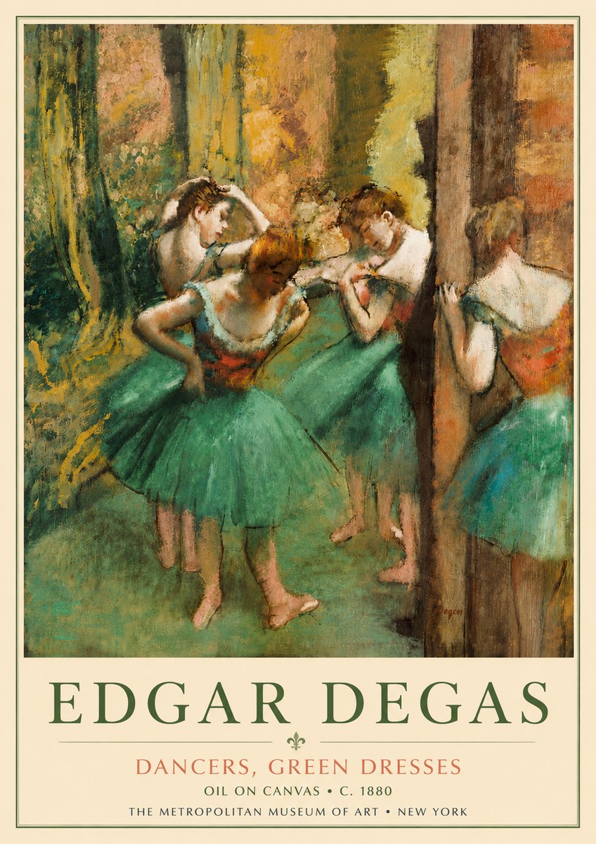 Edgar Degas Dancers, Green Dresses No6 - Juliste