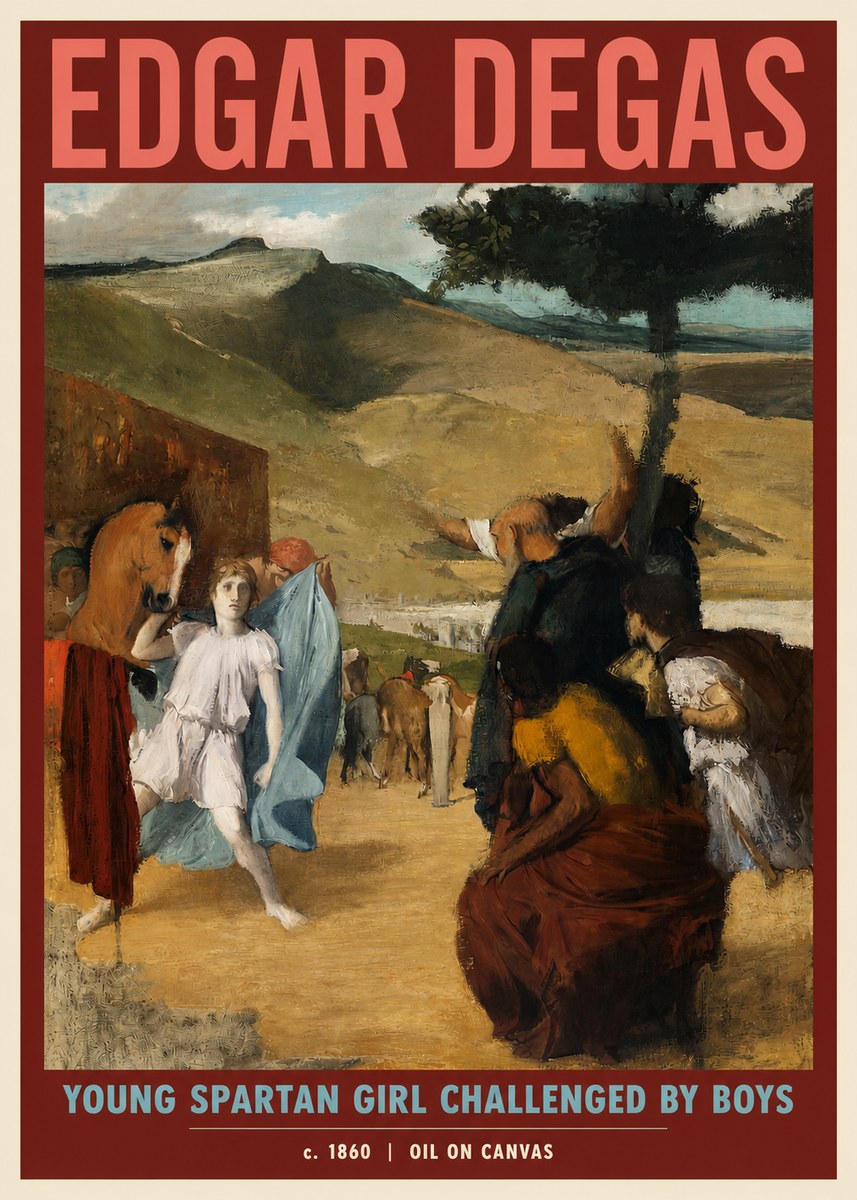 Edgar Degas Young Spartan Girl Challenged by Boys No2 - Juliste