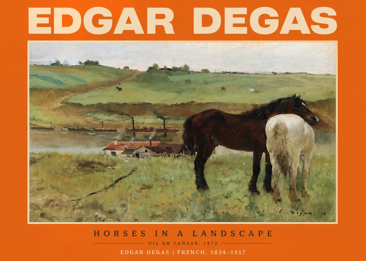 Edgar Degas Horses in a Landscape No2 - Juliste