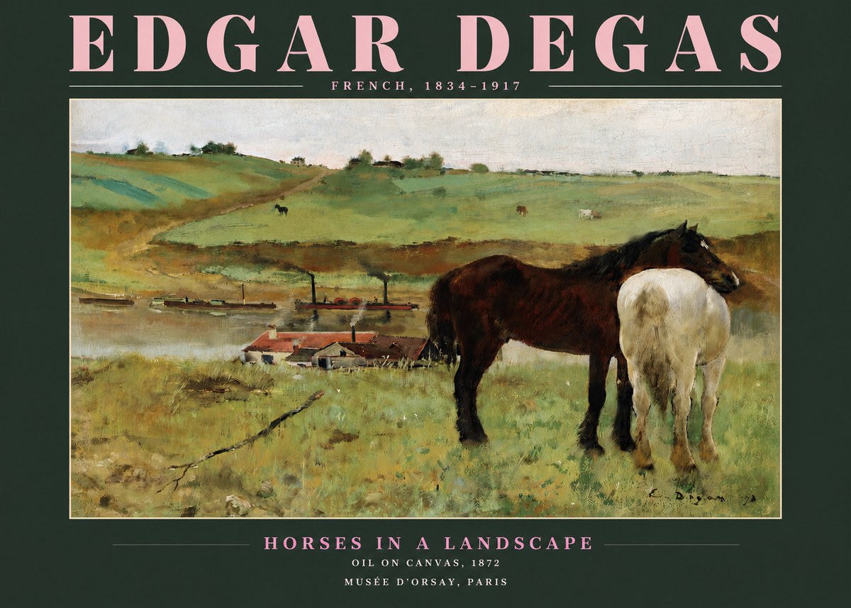 Edgar Degas Horses in a Landscape No3 - Juliste