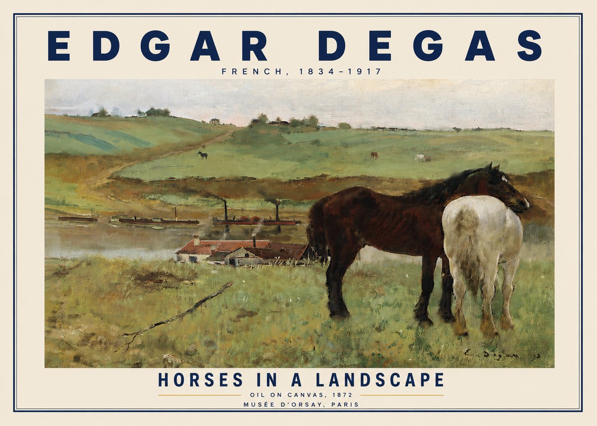 Edgar Degas Horses in a Landscape No4 - Juliste