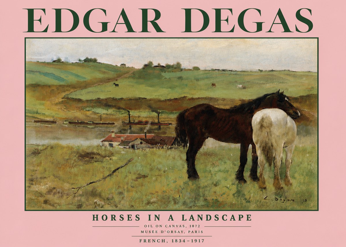 Edgar Degas Horses in a Landscape No5 - Juliste