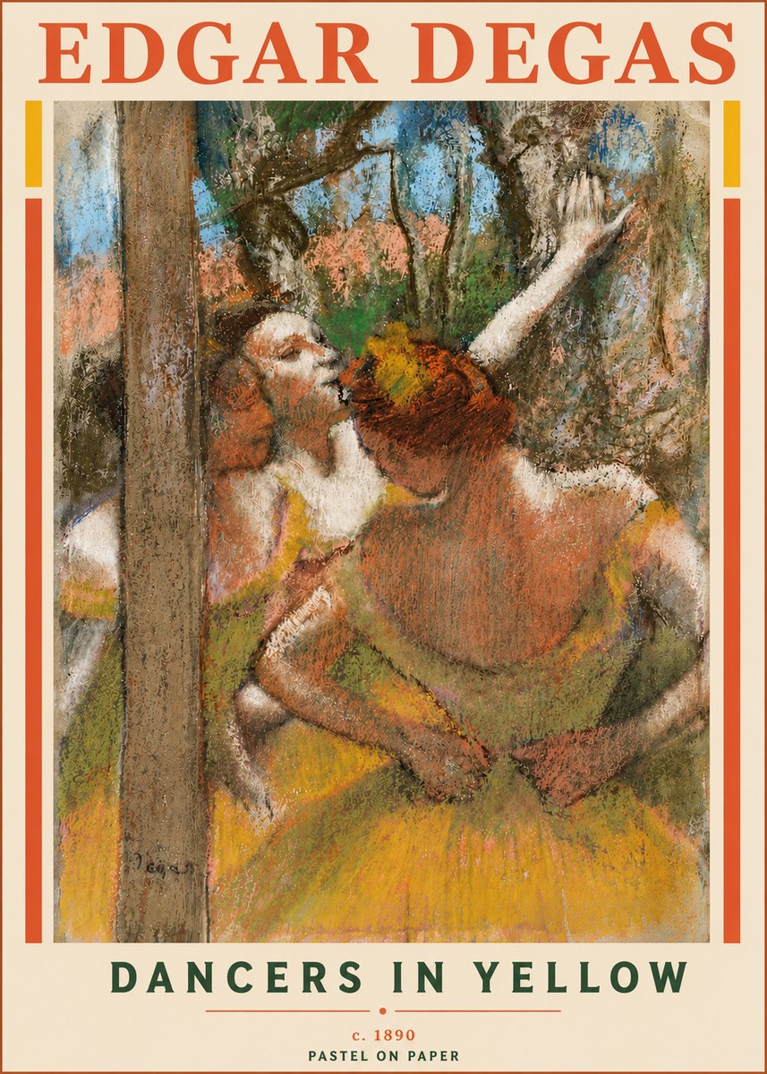 Edgar Degas Dancers in Yellow No6 - Juliste