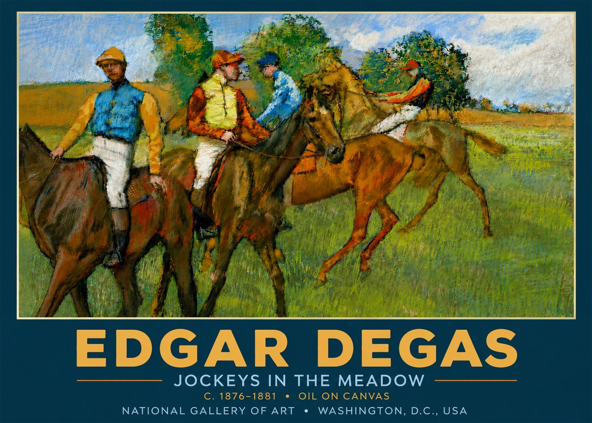 Edgar Degas Jockeys in the Meadow No5 - Juliste