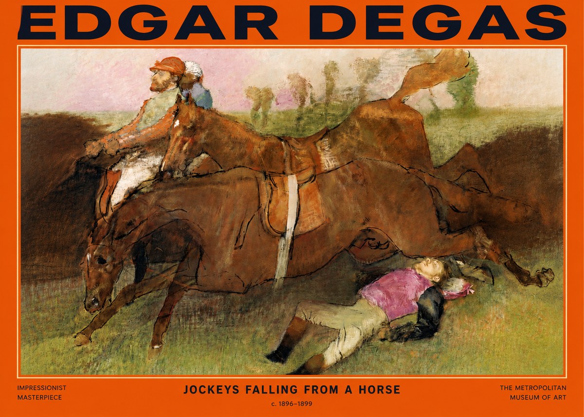 Edgar Degas Jockeys Falling from a Horse No2 - Juliste