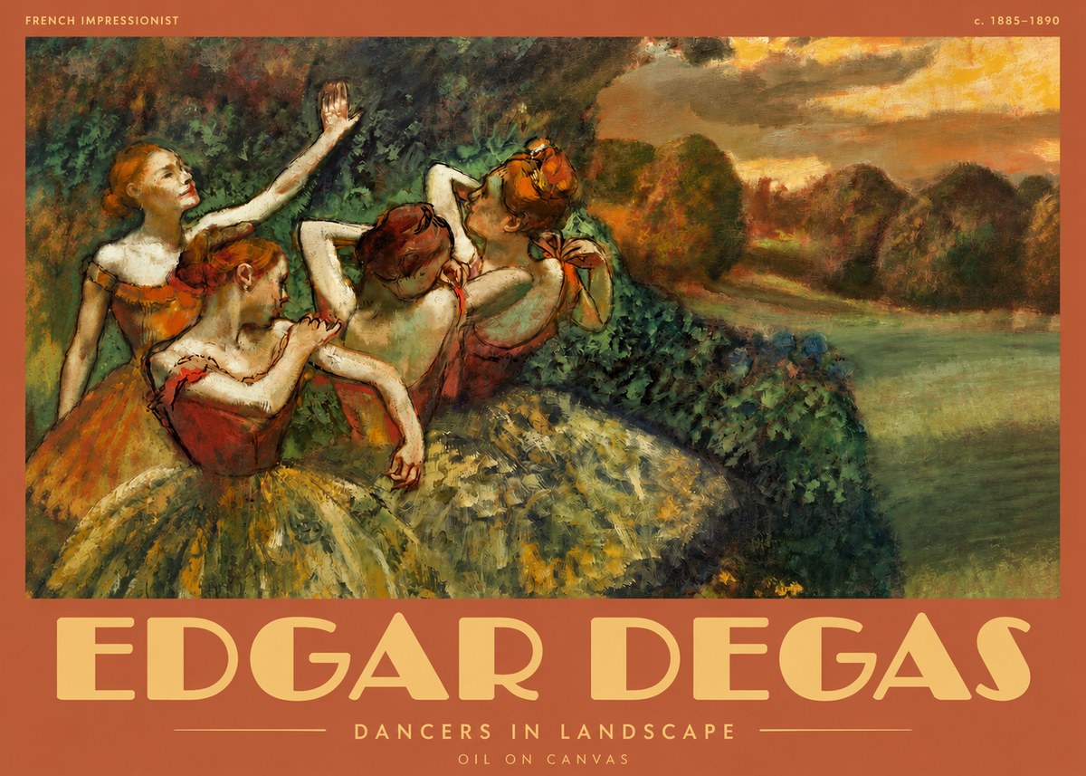 Edgar Degas Dancers in Landscape II No2 - Juliste