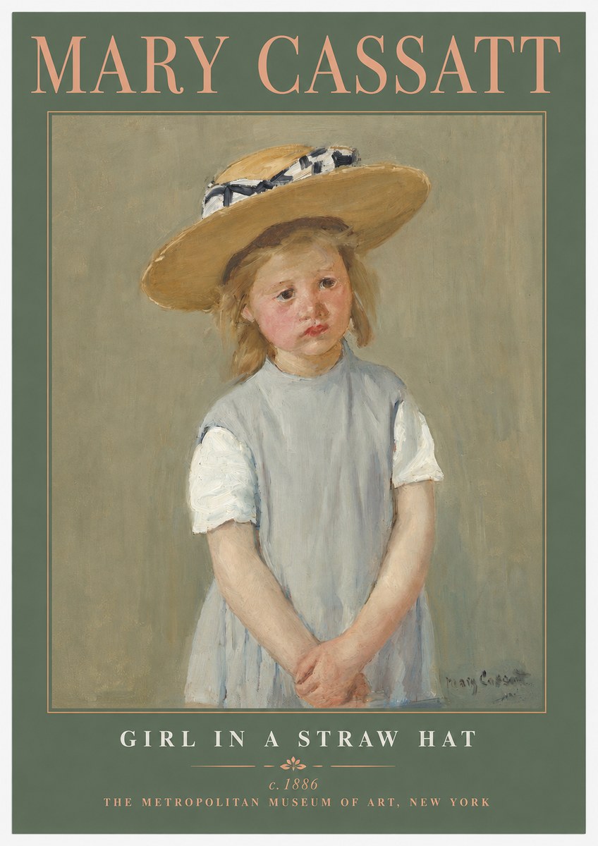 Mary Cassatt Girl in a Straw Hat No2 - Juliste