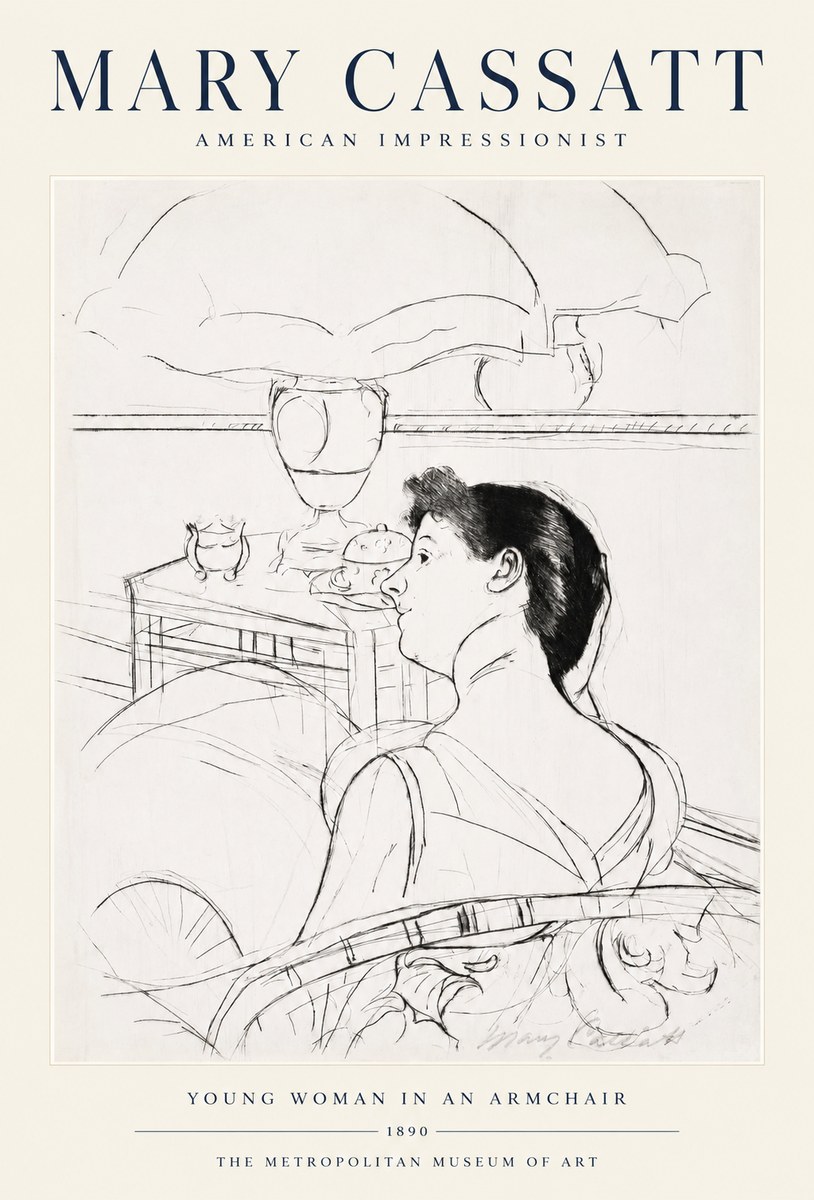 Mary Cassatt Young Woman in an Armchair No1 - Juliste