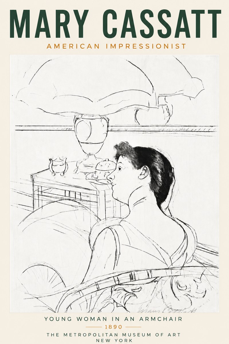 Mary Cassatt Young Woman in an Armchair No3 - Juliste